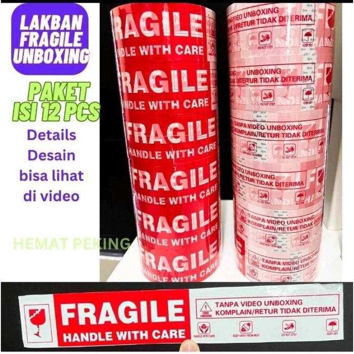 

(Allthebest) Lakban Fragile Unboxing Merah Putih isi 6 pcs (1 slop)