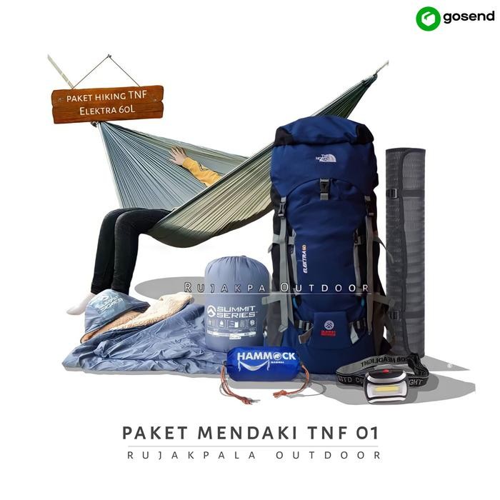 paket camping tas gunung tnf elektra 60L lokal paket komplit