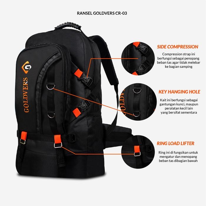 Tas Ransel Gunung Pria GOLDVERS Tas Ransel Pria Dewasa Jumbo