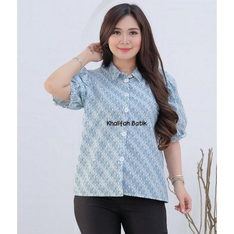 Khalifah Batik Kemeja Batik Wanita Modern Elegan dengan Desain Batik Khas dan Penampilan Masa Kini