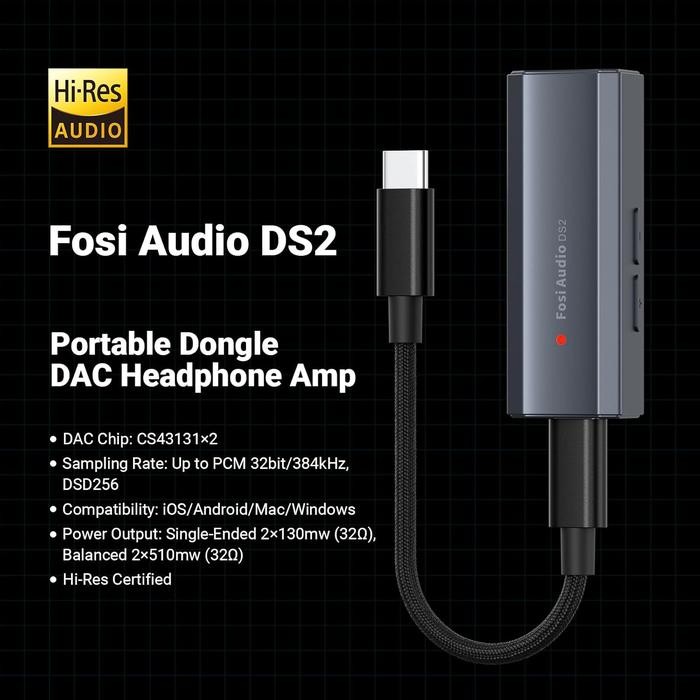 Fosi Audio DS2 2024 Dual Cirrus Logic CS43131 USB DAC Headphone Amplifier