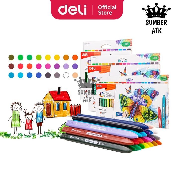 

SARI Clean Crayon 12 , 18 , 24 Warna Deli Krayon Plastic 24 Warna Cerah Bentuk Segitiga