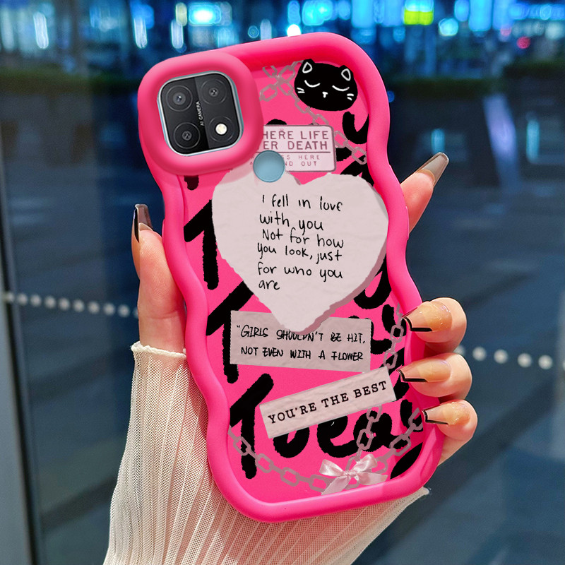 Casing Untuk OPPO A15 A15s A35 4G Case Casing pelindung motif teks dan hati yang cantik Silikon HP K