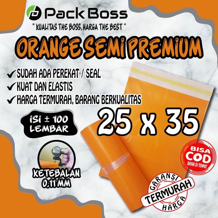 

5WUM Polymailer Orange Semi Premium 25X35 (100 Pcs) Packboss Packaging Online Shop Ber