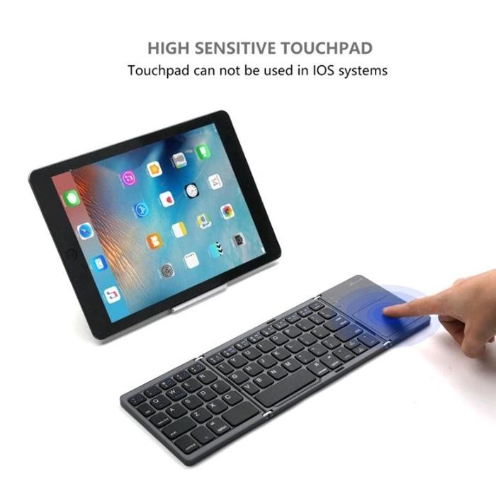 KEYBOARD LIPAT FOLDABLE WIRELESS BLUETOOTH KEYBOARD LIPAT WITH TOUCHPAD KEYBOARD BLUETOOTH WITH