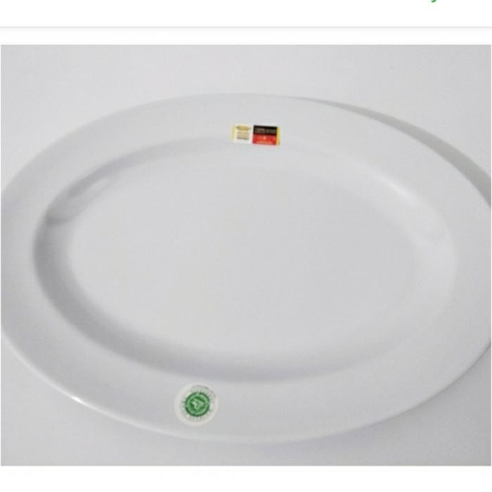 N6VA Piring Oval Jumbo Dragon 17" Piring Putih Piring Melamin Besar Ikan