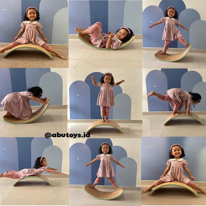 Balance Board Abutoys Wobble Board Papan Keseimbangan Wood Woodie Balancing Board Mainan Montessori