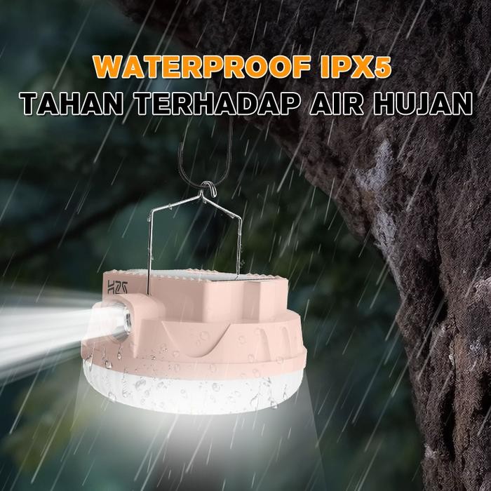 H2S Lampu LED Emergency UFO + Senter HS-Q188 Solar Panel 400w + 50w Baterai Lepas