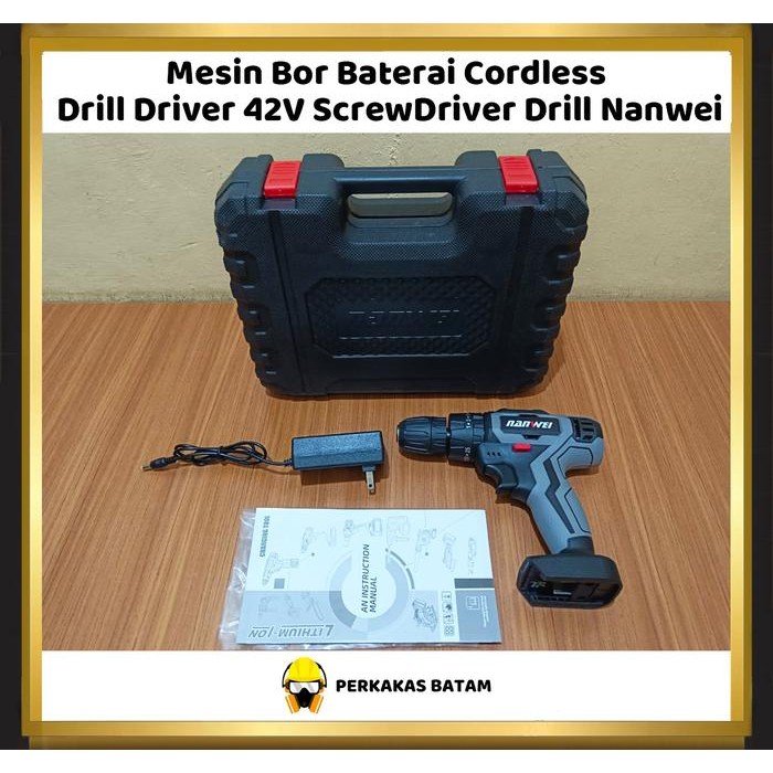Mesin Bor Baterai Cordless Drill Driver 42V ScrewDriver Drill Nanwei