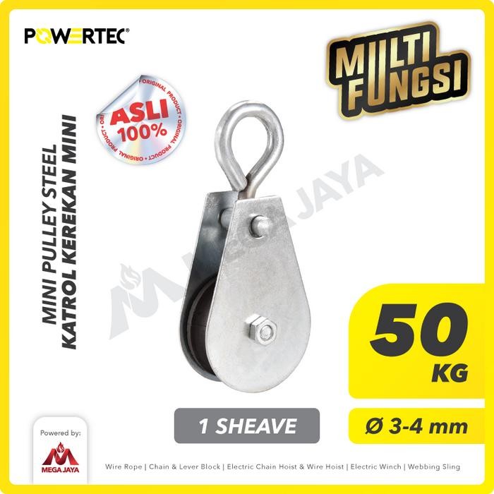 POWERTEC Mini Pulley Katrol Kerekan 50kg 12mm - 1 Sheave