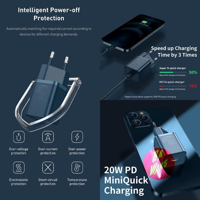 BASEUS CHARGER ADAPTOR ADAPTER SUPER SI FAST CHARGING 20W