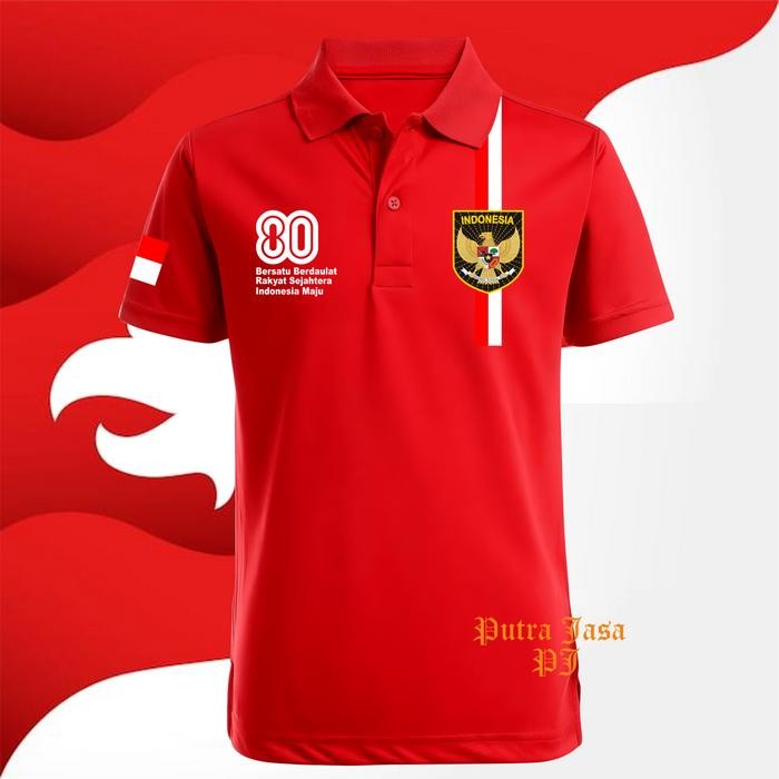 Kaos Polo Katun Pique 17 agustus/Kaos Polo Katun Pique Kemerdekaan 80th/Kaos Polo Katun Pique HUTRI