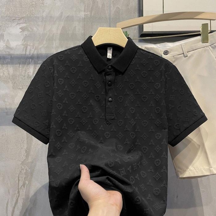 Kaos Kerah Pria Polo shirt lengan pendek bermotif polo shirt kaos berkerah pria hitam/putih premium