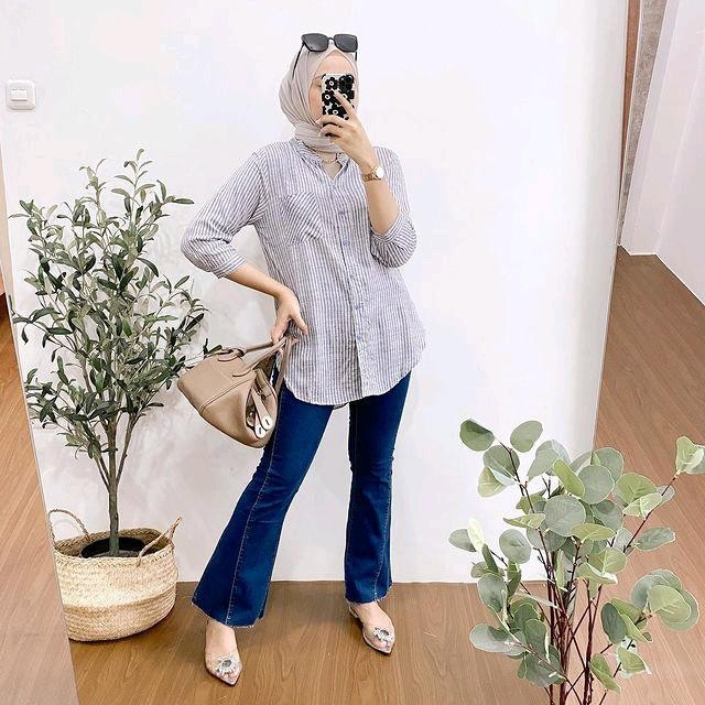 Atasan Wanita Salur Bahan Rayon Premium/Blouse wanita /kemeja rayon Premium / Kemeja Rayon Oversized
