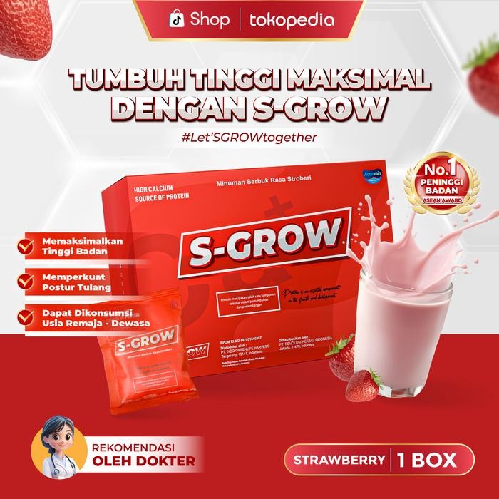 

S-GROW STRAWBERRY Susu Tinggi Kalsium untuk Dukung Pertumbuhan Tinggi Badan Remaja & Dewasa