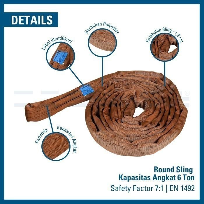 

Bisa Spk! [Rs-L6000-8M] Spanset Roundsling 6 Ton X 8 Meter, Safety Factor 7:1, Tali Angkut & Angkat