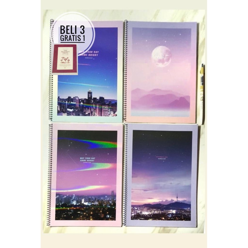 

Buku tulis notebook spiral metalic scenery B5