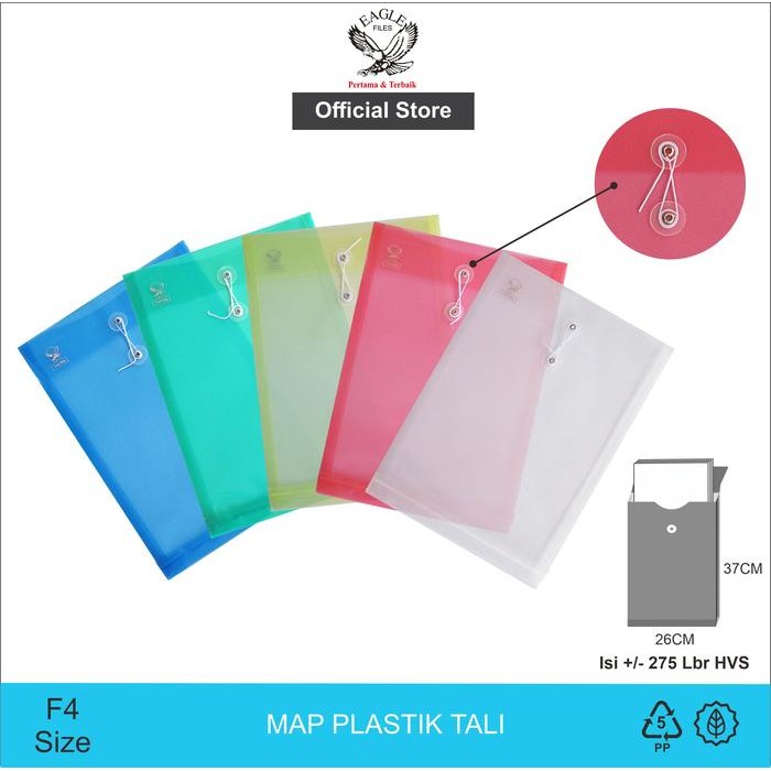 

EAGLE FILES Map Plastik Tali Bening Vertical F4 (Folio) / Transparent Data Bag File
