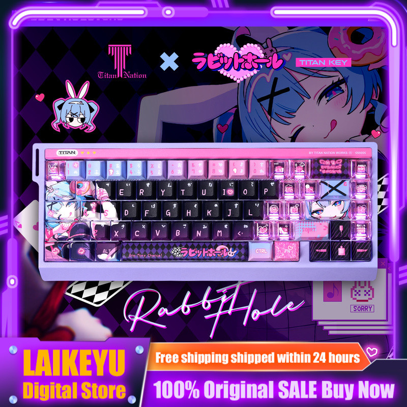 Rabbit Hole Theme Anime Keycaps Mechanical Keyboard Cherry Side Transparent Keycaps PBT+PC Custom