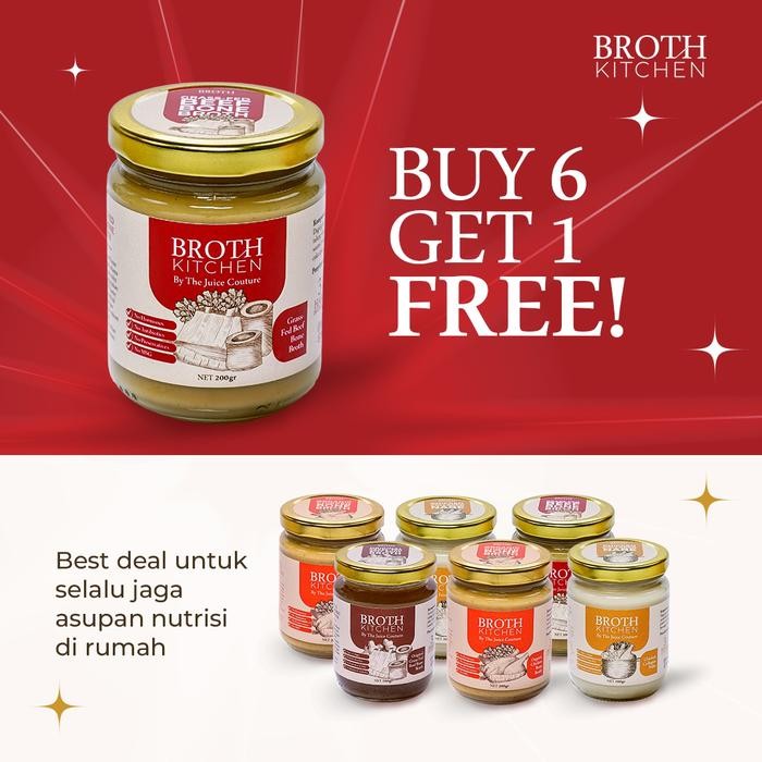 

PAKET BUY 6 GET 1 FREE - ORGANIC CHICKEN BONE BROTH GRASS-FED BEEF BONE BROTH CHICKEN COLLAGEN