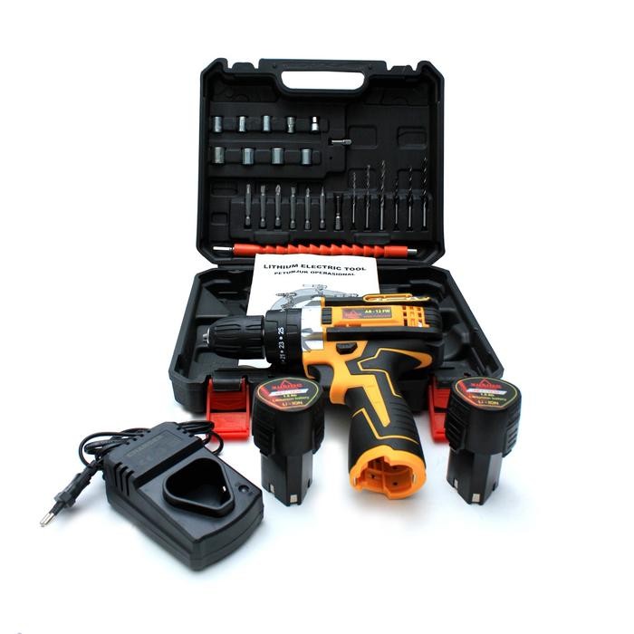 NEW YUKIDO 12V-SET Bor Obeng Bor Baterai 12 Volt Cordless Drill