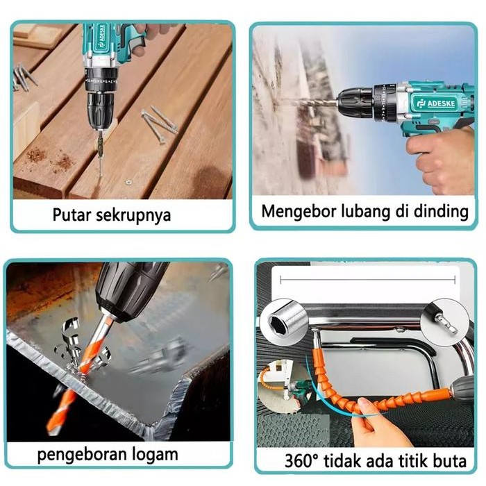 Mesin Bor Baterai / Cordless Drill Bor Tangan / Impact Drill Listrik -