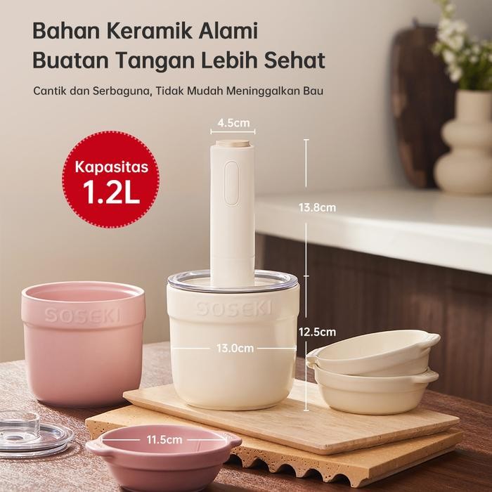 SOSEKI Blender Chopper Daging / 300W Blender Bumbu / FREE 3 Mangkuk Mini Chopper Mini / Coper