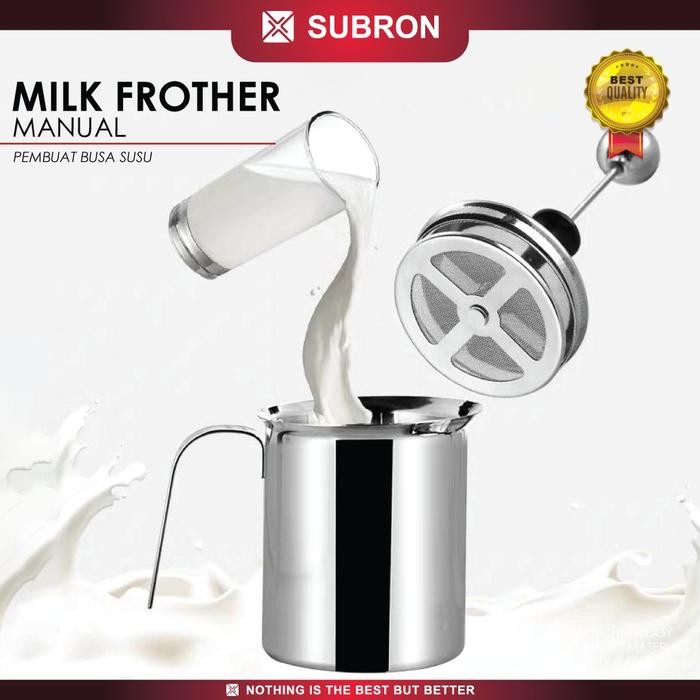 SUBRON Double Mesh Milk Frother 400ml 800ml Foamer Maker Milk Coffee Stainless
