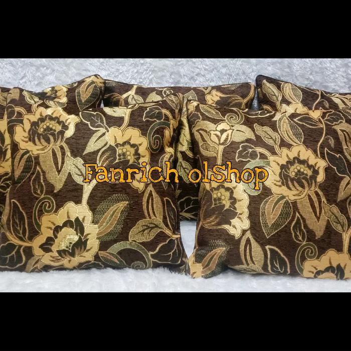 Set Sarung Bantal Sofa Kursi Uku 50x50 Tamu Mewah Bunga Preum