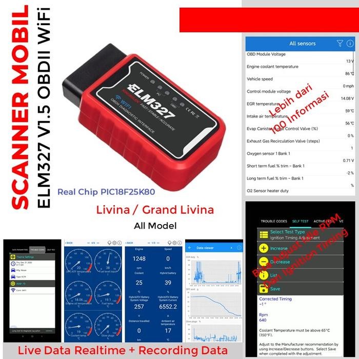 Best seller Scanner Mobil ELM327 V1.5 Chip ORI OBD2 Grand Livina Connect + Setting Terlaris
