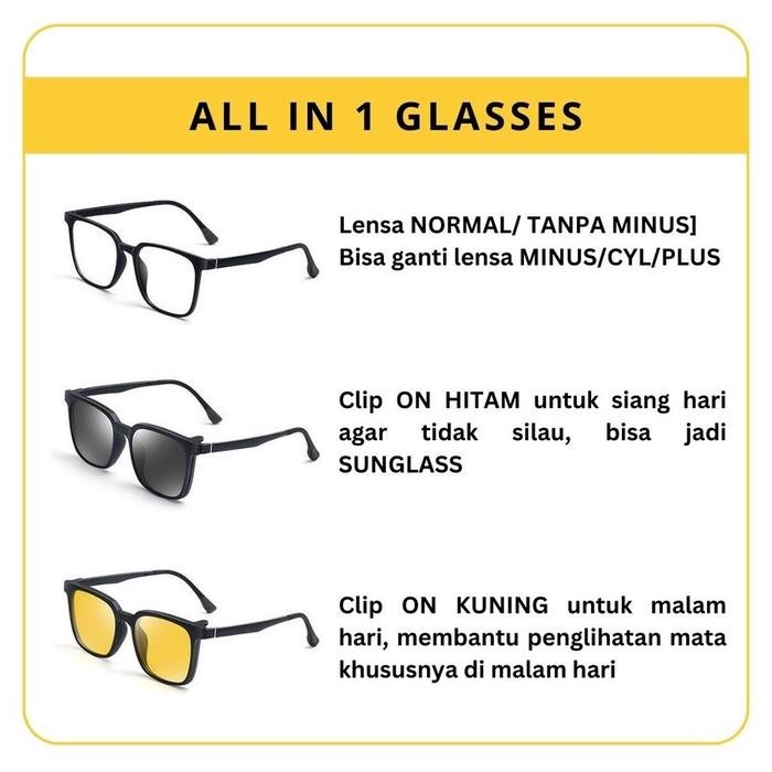 Terbatas Kacamata Clip On Blueray 3In1 Kacamata Night Vision Klip Magnet [Cobr]