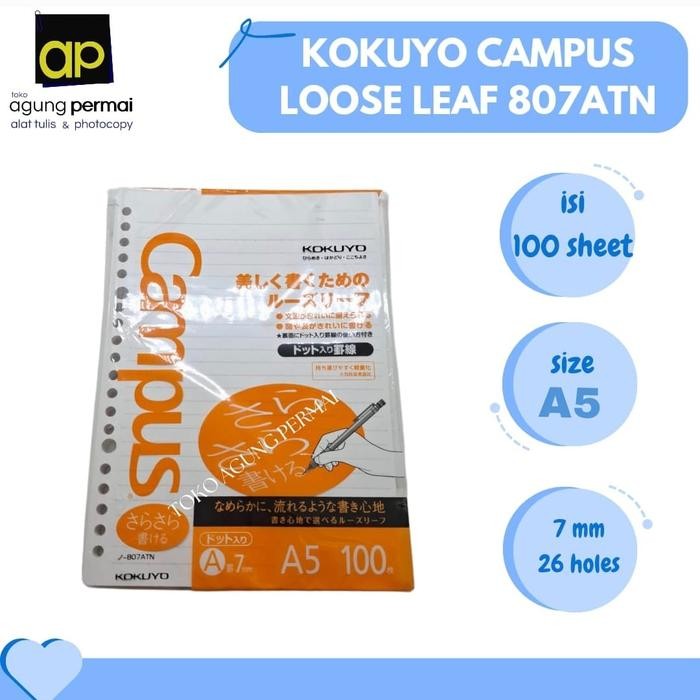 

Kokuyo Campus Loose Leaf 807Atn - A5 - 7Mm - 20 Holes - 100 Sheets Kode 299