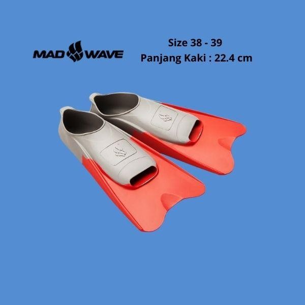 Fin Kaki Katak Renang Pendek Madwave Size 38 - 39