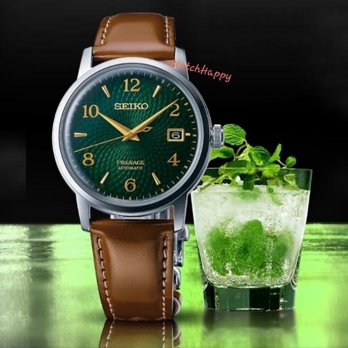Seiko Presage SRPE45J1 Cocktail Mojito Green Dial Brown Leather SRPE45
