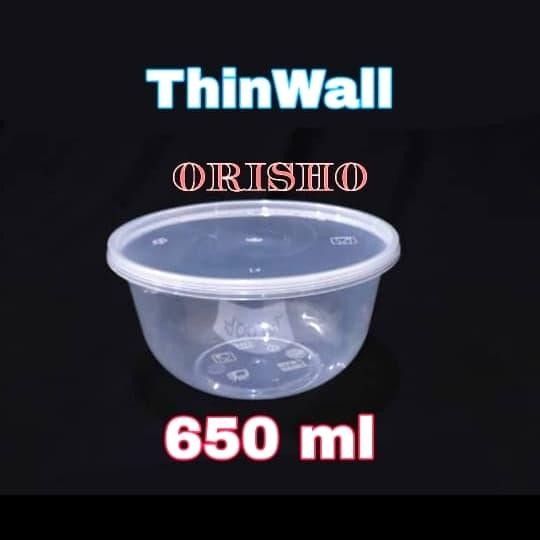 JT mangkok plastik 650 ml [25 pcs] Thinwall mangkok bening