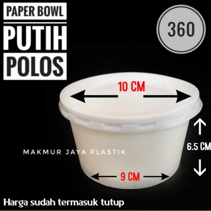 JT [ BOWL POLOS 360 - 25 PC ] PAPER RICE BOWL CUP MANGKOK POLOS 360 ML