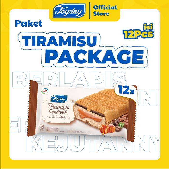 

TERLARIS Joyday Ice Cream PAKET SANDWICH TIRAMISU - Isi 12 pcs Es Krim Stik [Hanya INSTAN -