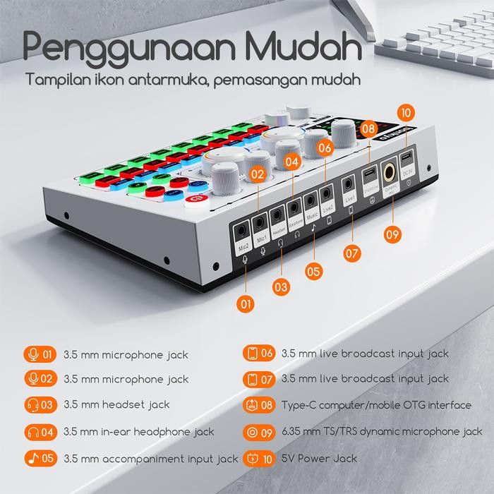 Bonkyo F999Max Sound Card Live Broadcast Equipment Bluetooth Live Sound Card F999Max Soundcard Audio