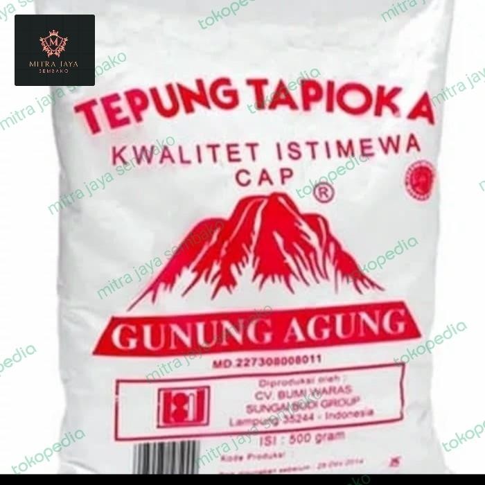 

New Tapioka /sagu kemasan 500 gr cap gunung agung isi 1 dus 20 bungkus Ready