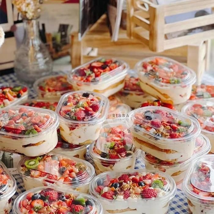 (Allthebest) [Isi10] Kotak Packaging Oval Lunch Box Cake Kue Pudding Dessert Box