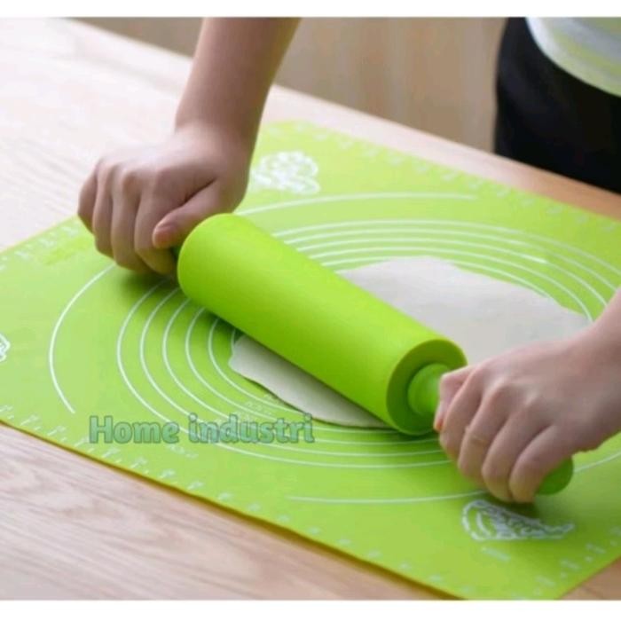 BAKE Alas Adonan Dan Rolling Pin Silikon / Paket Alas Adonan Dan Rolling Pin