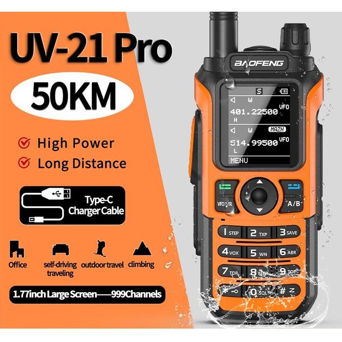 HT BF UV-21 Pro Walkie Talkie Dual Band FM Radio UHF VHF 10W 8800 maH