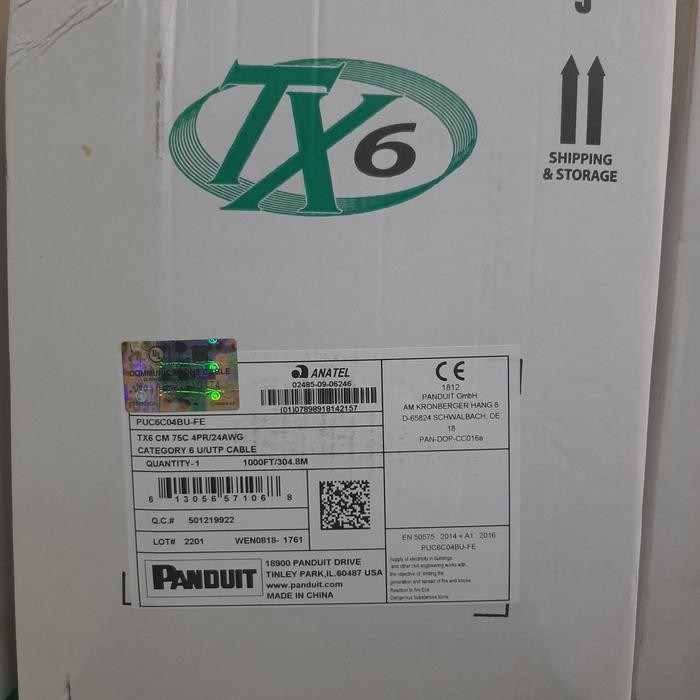 Kabel Lan Utp Panduit Cat 6 Tx6 Puc6C04Bu-C / Panduit Cat6 Tx6/Panduit