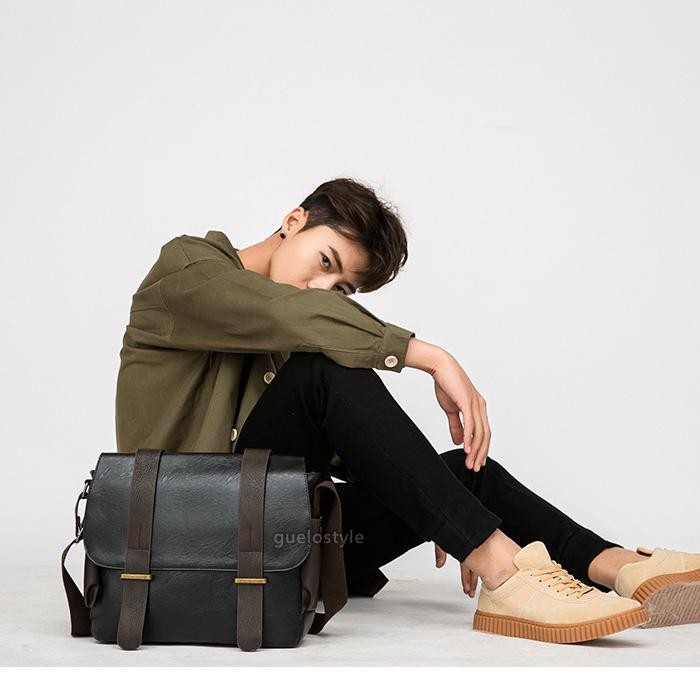 Tas Selempang Kulit Hitam Laptop 14 Inch