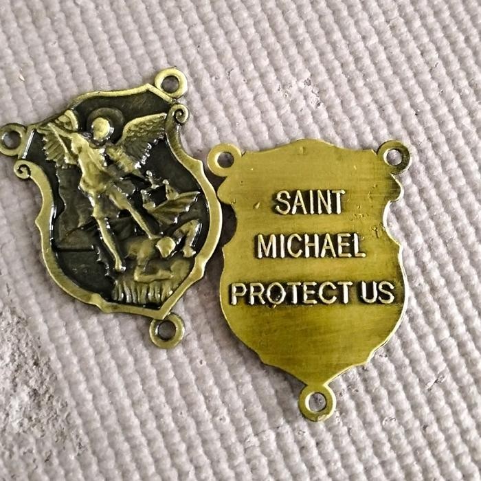 XZTM Harces Center St. Michael Angel Protect Us Bronze Katolik Kaplet