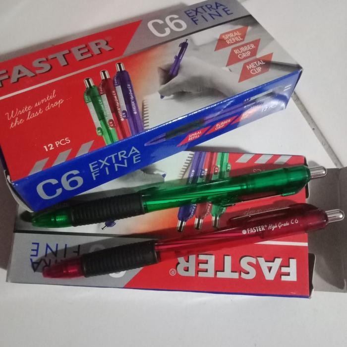 

ID PULPEN / PEN / BALLPOINT FASTER C6 WARNA HITAM DAN BIRU 1 LUSIN