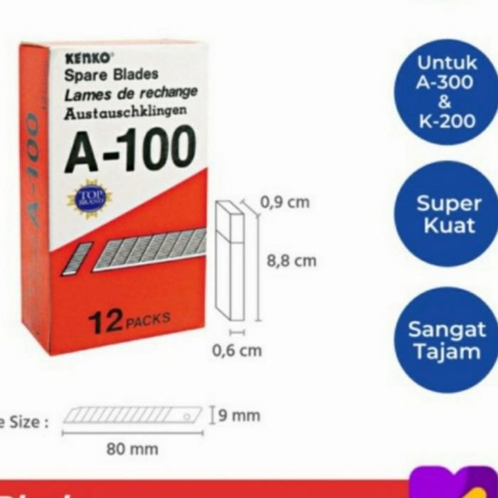 

ID ISI CUTTER KENKO A100 / REFILL KATER KECIL A300 (1 PACK 12TUBE )