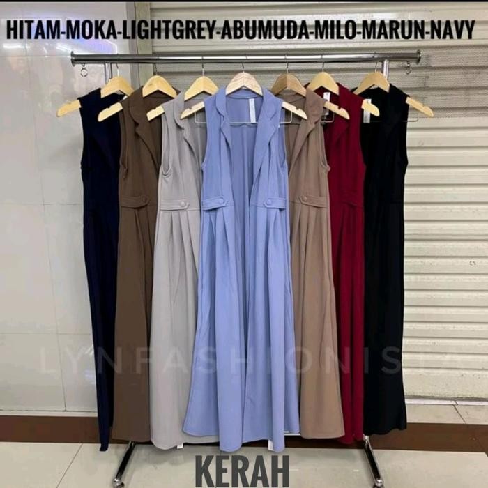 Long Cardigan Wanita Fashion Muslimah Tanpa Lengan/Outer Panjang Kardigan Gamis Mewah/Shandy