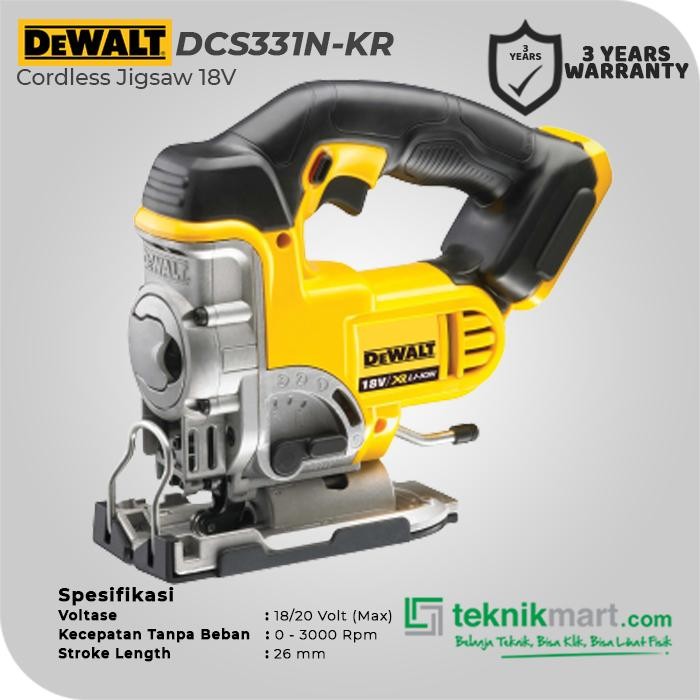 Dewalt Cordless Jigsaw / Pemotong Kayu Baterai 18V Dcs331N (Unit Only)