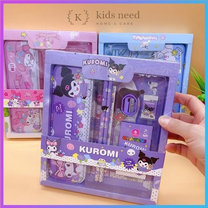 

New Kotak Pensil Anak Set 7 in 1 Stationery Untuk Hadiah Anak Sekolah Sanrio / Alat Tulis Set Kotak